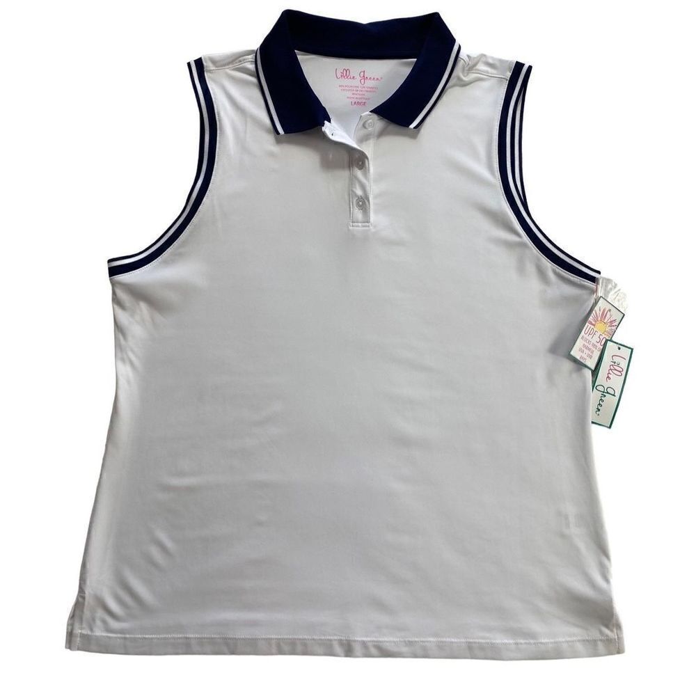 LILLIE GREEN WOMEN’S LARGE Rib Trim Sleeveless Polo Shirt